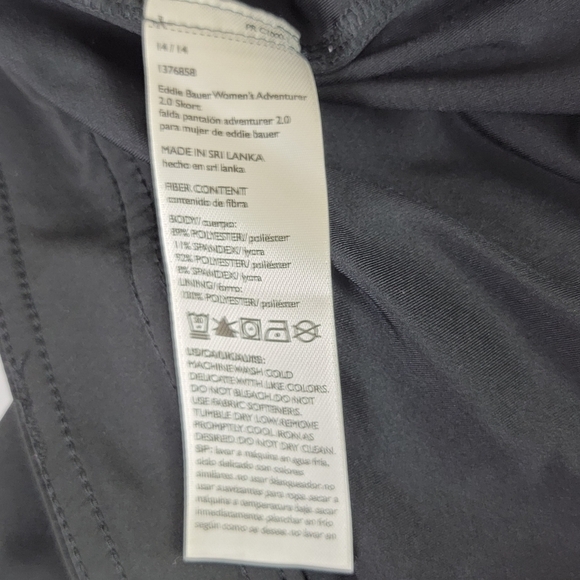 Eddie Bauer Black Adventurer 2.0 Active Hiking/Pickleball Skirt/Skort Sz 14 - Picture 15 of 15